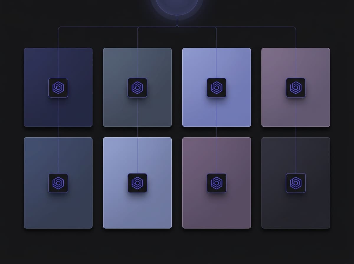 Workspace grid contrasting Copy.ai's per-seat brand voice model with Sivon HQ's per-workspace Brand Blueprint built for agencies running multiple client brands